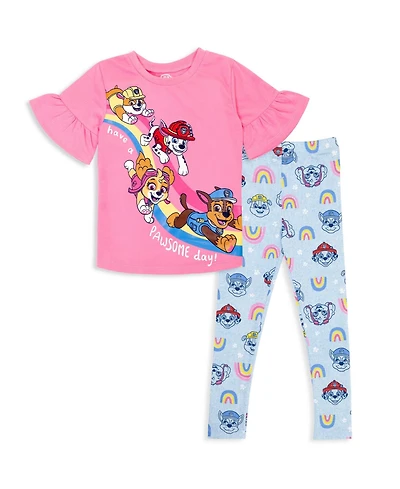 Paw Patrol Rubble Marshall Chase Girls T-Shirt and Leggings Outfit Set Toddler |Child