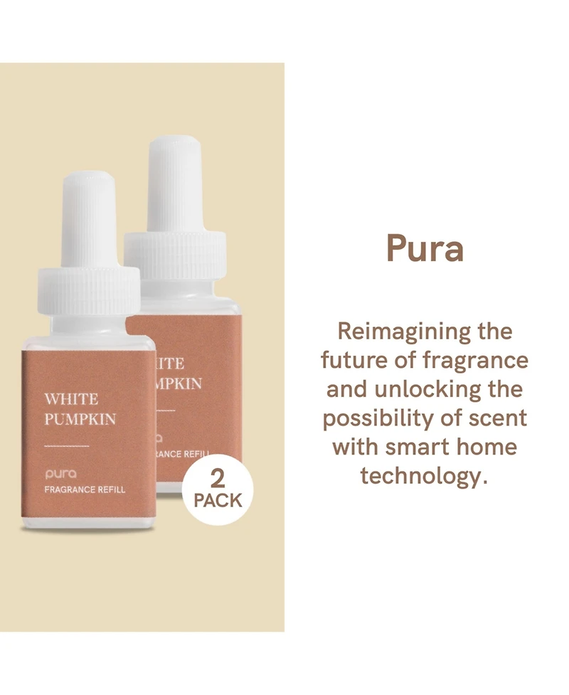 Pura - White Pumpkin - Smart Home Air Diffuser Fragrance - Smart Home Scent Refill - Up to 120-Hours of Premium Fragrance per Refill