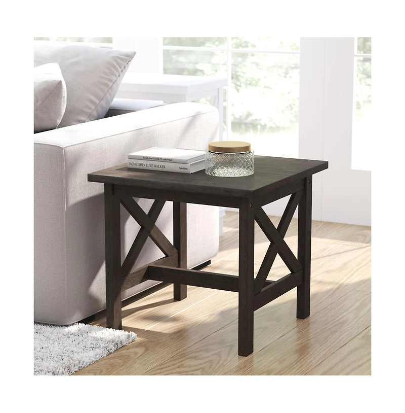 Matty Rustic End Table, Farmhouse Style Solid Wood Accent Table