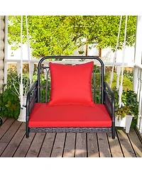 Patio Hanging Rattan Basket Chair Swing Hammock Chair with Seat Cushion