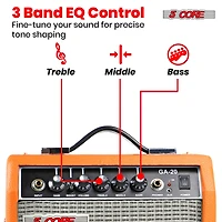 5 Core Guitar Amp 20W Amplifier for Electric Bass Acoustic Practice Amps Small Portable Mini Amplificador para Bajo with Built in Effects