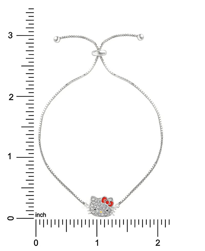 Hello Kitty Cubic Zirconia & Enamel Bolo Bracelet in Sterling Silver
