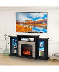 Fireplace Tv Stand with 16-Color Led Lights For TVs Living Room