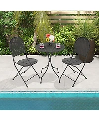 3 Pieces Patio Bistro Set Outdoor Conversation Furniture Table and Folding Chair