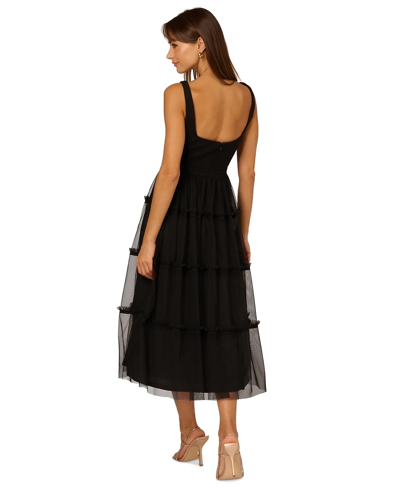 Adrianna Women's Square-Neck Midi Mesh Dress