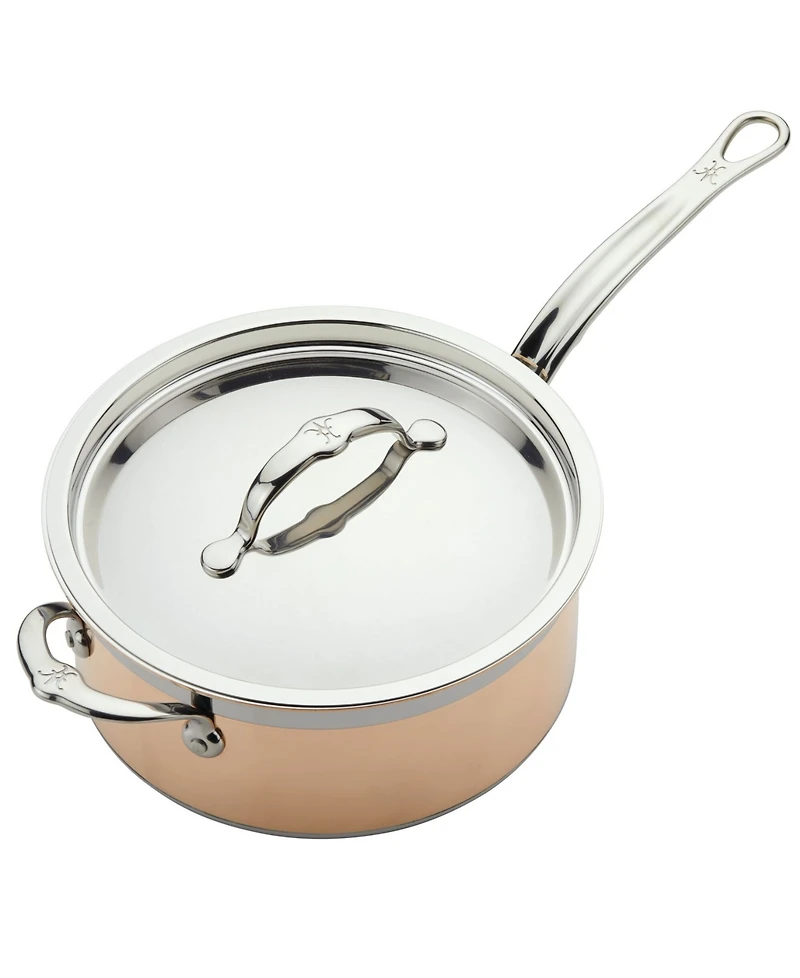 Hestan CopperBond Copper Induction 4-Quart Covered Saucepan with Helper Handle