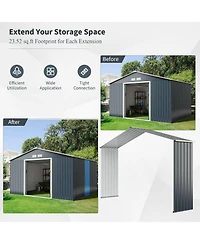 Outdoor Storage Shed Extension Kit for 11.2 Feet Shed-Grey