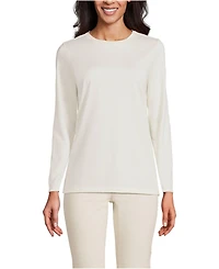 Lands' End Women's Supima Cotton Relaxed Long Sleeve Crew Neck T-Shirt