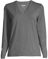 Lands' End Women's Plus Relaxed Supima Cotton Long Sleeve V-Neck T-Shirt