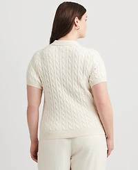 Lauren Ralph Plus Cable-Knit Polo Shirt