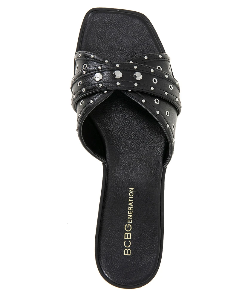 BCBGeneration Women's Lucca Studded Slide Flat Sandals