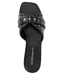 BCBGeneration Women's Lucca Studded Slide Flat Sandals