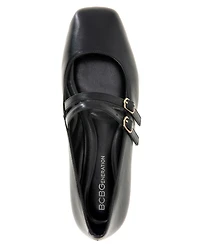 BCBGeneration Women's Harisa Slip-On Buckle Square Toe Mary Jane Ballet Flats