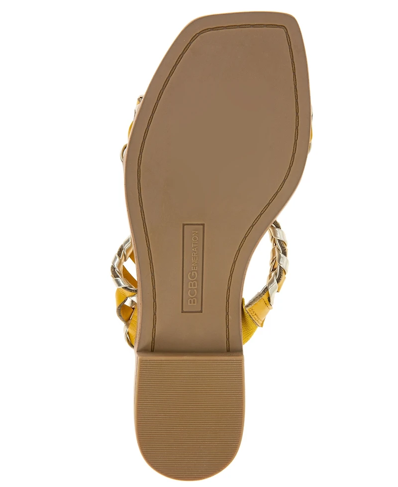 BCBGeneration Women's Lemah Woven Double Band Slide Flat Sandals