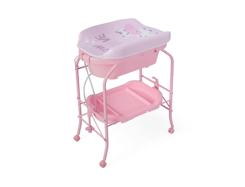 Portable Baby Changing Table with Storage Basket and Shelves