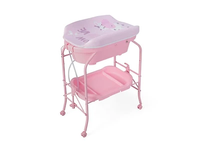 Portable Baby Changing Table with Storage Basket and Shelves
