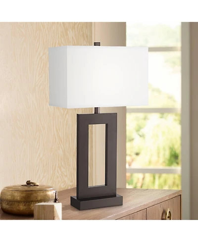 360 Lighting Marshall Modern Industrial Table Lamp 30 1/2" Tall Bronze Metal White Rectangular Shade for Bedroom Living Room Bedside Nightstand O