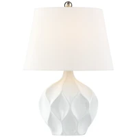 360 Lighting Dobbs Modern Mid Century Accent Table Lamp 22 1/2" High White Glaze Geometric Ceramic Oval Shade for Bedroom Living Room Bedside Off
