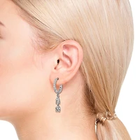 Elegant Two-Stone Dangle Huggie Earrings