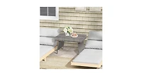 Folding Pe Rattan Side Coffee Table Patio Garden Furniture