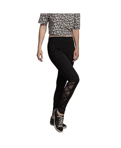 Women's Interlaced Mesh Leggings With Side Pockets