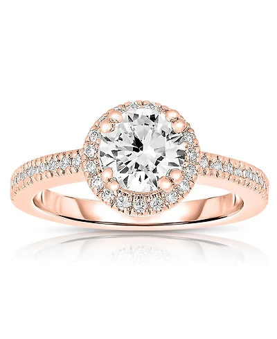 Sterling Silver 18K Rose Gold Plated Round-cut Cubic Zirconia Ring