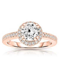 Sterling Silver 18K Rose Gold Plated Round-cut Cubic Zirconia Ring