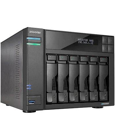 Asustor AS6706T Lockerstor 6 Gen2-4Bay Nas, Quad-Core 2.0GHz Cpu Dual 2.5GbE Ports 8GB DDR4 Four M.2 Solid State Drive Slots