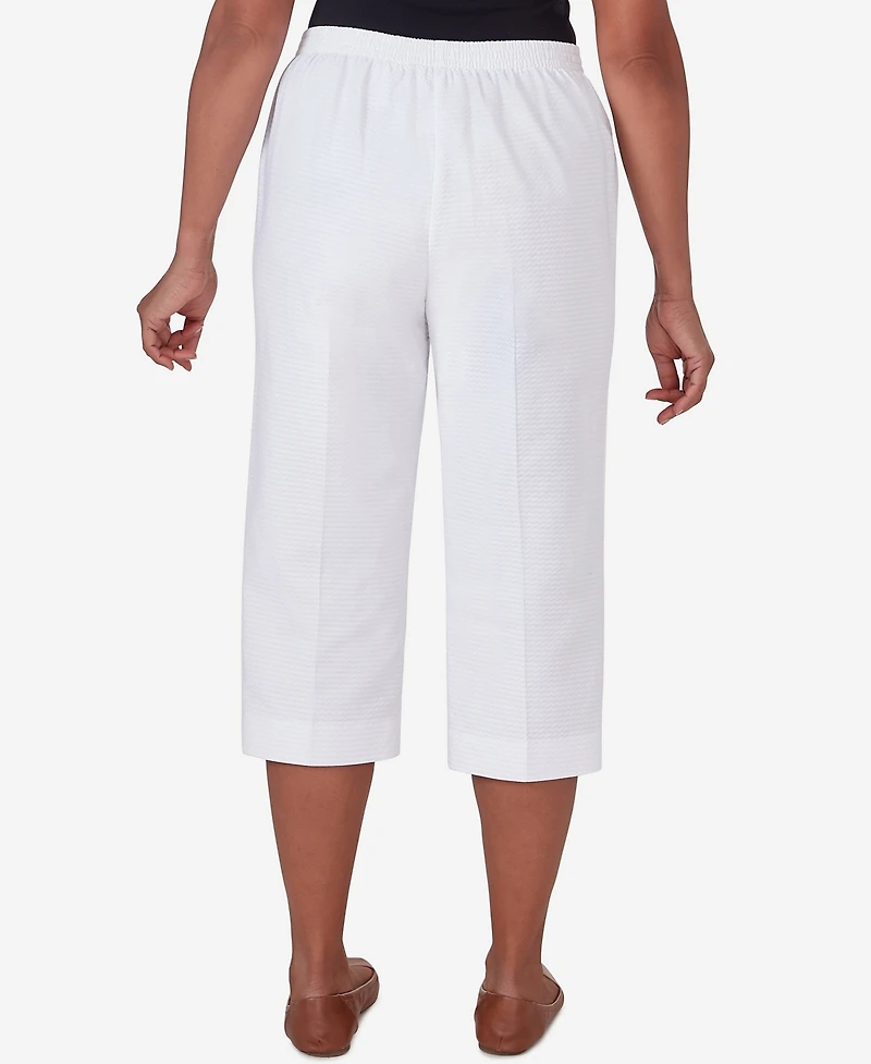 Alfred Dunner Women's Charleston Textured Pocketed Zig Zag Capri Pants