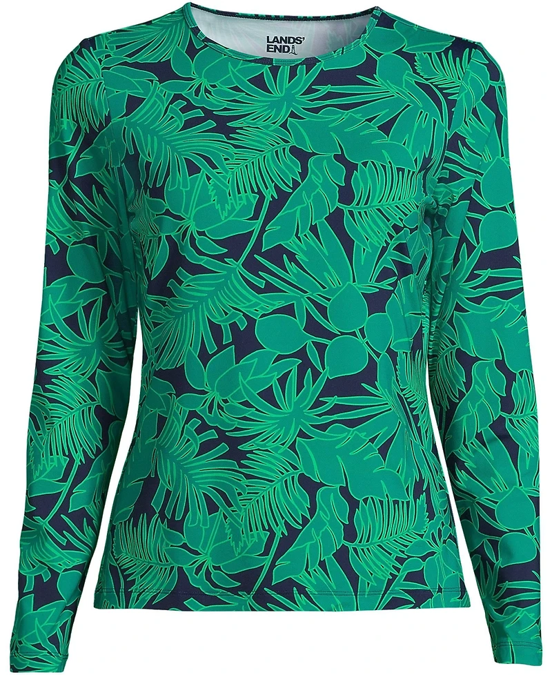 Lands' End Women's SunShade Upf 50 Long Sleeve Relaxed Rash Guard Print