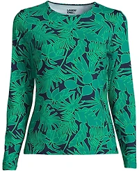 Lands' End Women's SunShade Upf 50 Long Sleeve Relaxed Rash Guard Print