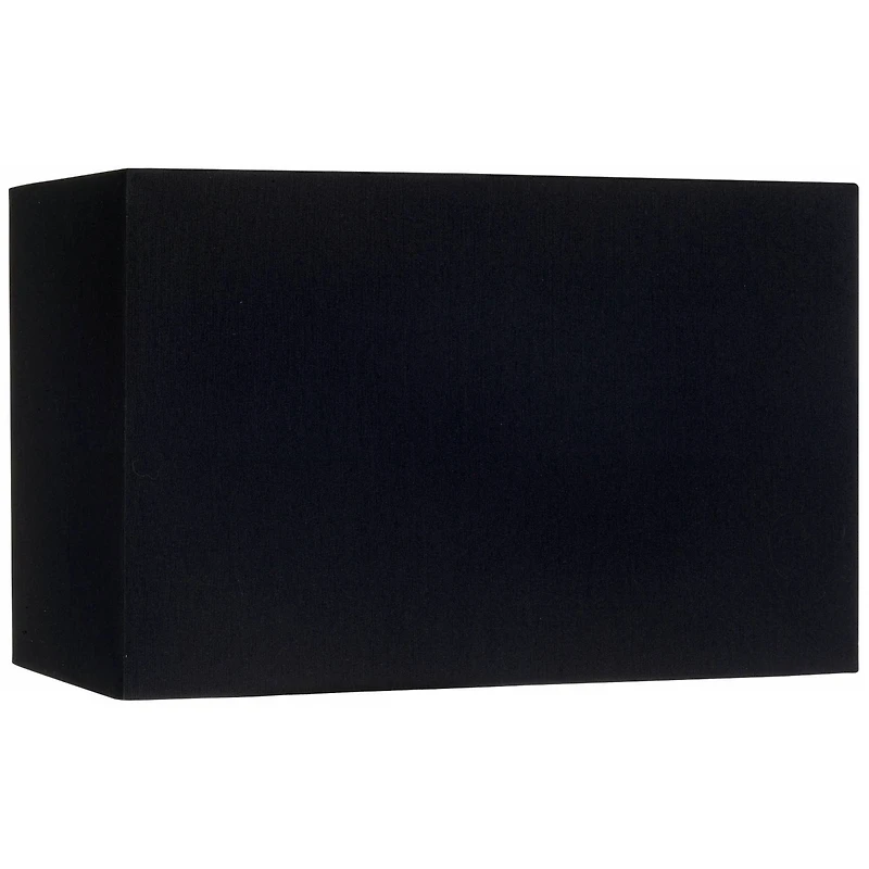 Springcrest Black Medium Rectangular Hardback Lamp Shade 16" Wide x 8" Deep x 10" High (Spider) Replacement with Harp and Finial