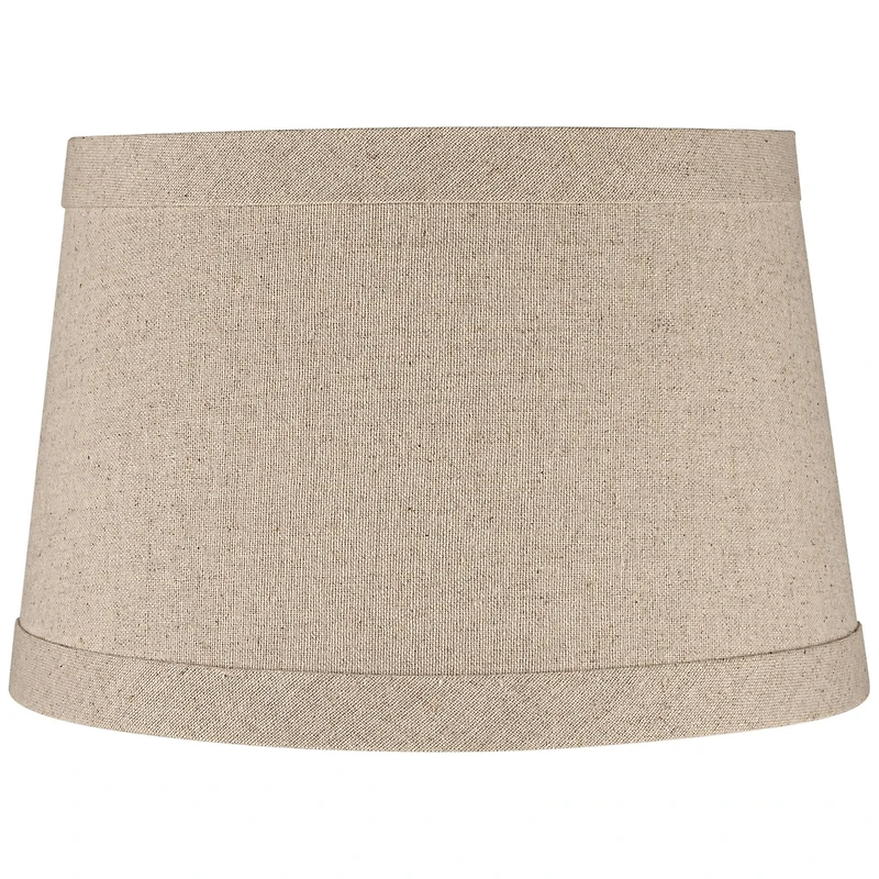 Springcrest Natural Linen Small Drum Lamp Shade 10" Top x 12" Bottom x 8" High (Spider) Replacement with Harp and Finial