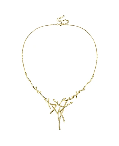 14k Gold Plated Sticks Contemporary Statement Necklace