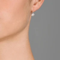 Elegant White Gold Plated Bezel Set Drop Earrings