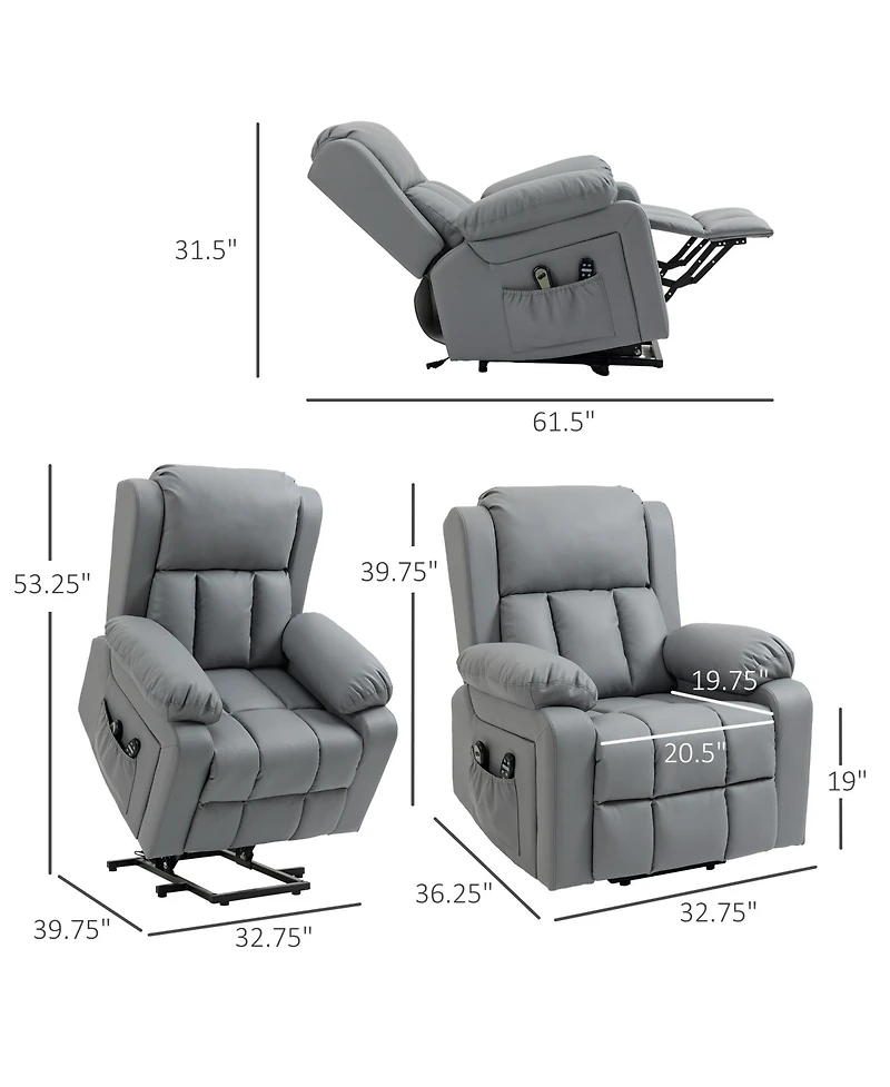 Homcom Power Lift Chair with Vibration Massage and Remote Control,