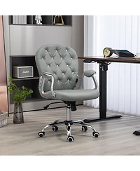 Vinsetto Button Tufted Home Office Chair with Adjustable Height Armrests