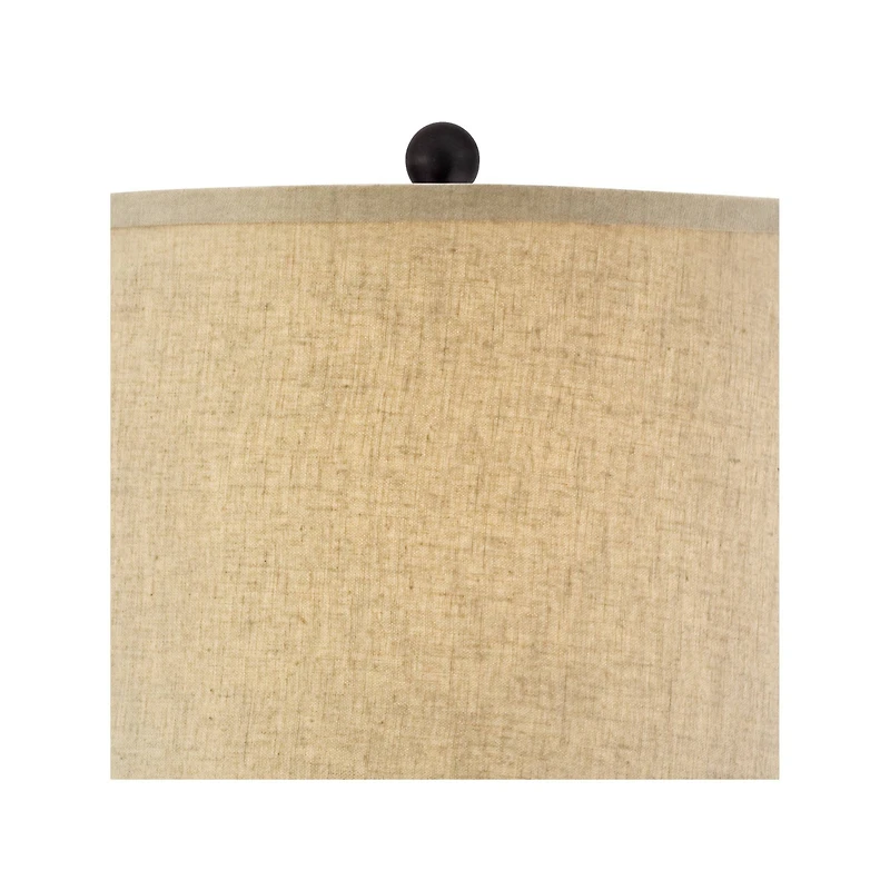 Regency Hill Tropical Table Lamp 29" Tall Woven Wicker Pattern Beige Linen Drum Shade for Living Room Family Bedroom Bedside Nightstand