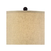 Regency Hill Tropical Table Lamp 29" Tall Woven Wicker Pattern Beige Linen Drum Shade for Living Room Family Bedroom Bedside Nightstand