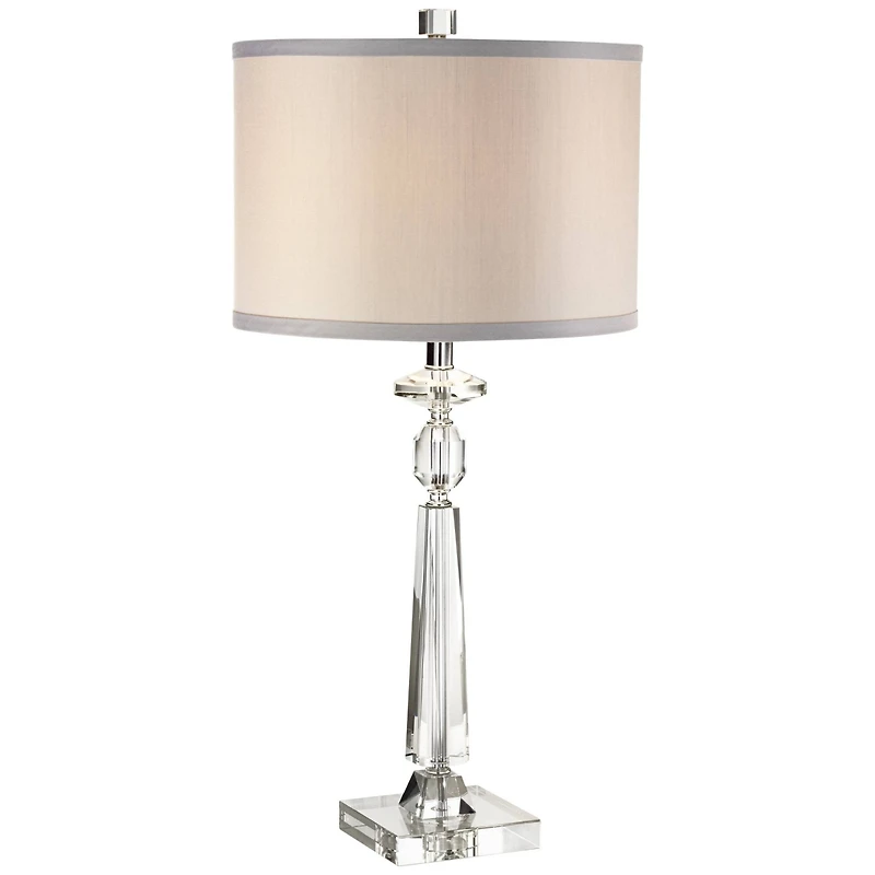 Vienna Full Spectrum Aline 26 1/2" Tall Traditional Table Lamp Clear Crystal Single Gray Shade Living Room Bedroom Bedside