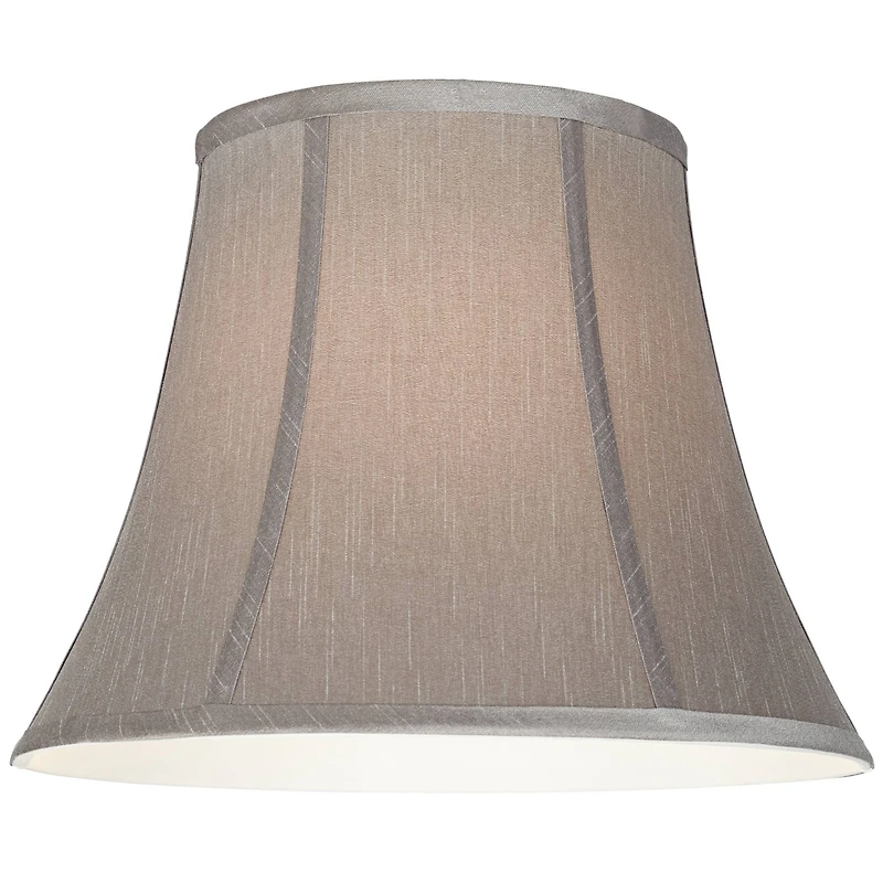 Springcrest Pewter Gray Medium Bell Lamp Shade 8" Top x 14" Bottom x 11" Slant x 10.5" High (Spider) Replacement with Harp and Fin