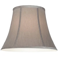 Springcrest Pewter Gray Medium Bell Lamp Shade 8" Top x 14" Bottom x 11" Slant x 10.5" High (Spider) Replacement with Harp and Fin
