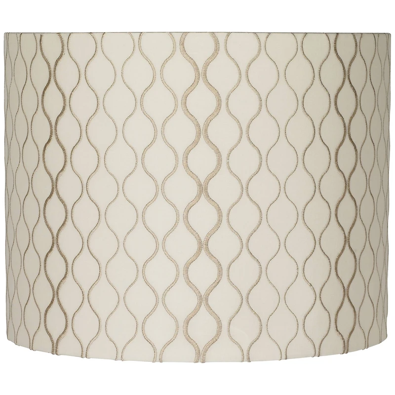 Springcrest Embroidered Hourglass Medium Lamp Shade 14" Top x 14" Bottom x 11" High (Spider) Replacement with Harp and Finial