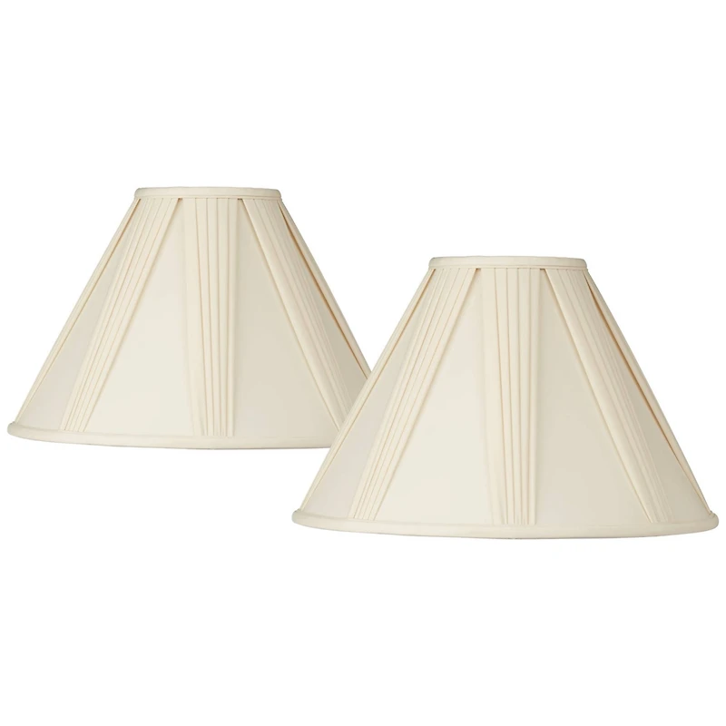 Springcrest Collection Set of 2 Lamp Shades Ivory French Drape Large 6" Top x 17" Bottom x 12" High Spider Harp and Finial Fitting