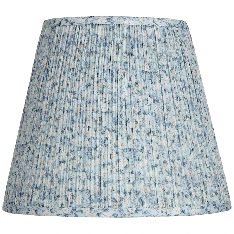 Springcrest Collection Hardback Pleated Empire Lamp Shade Blue White Floral Medium 8" Top x 13" Bottom x 11" Slant Spider with Harp and