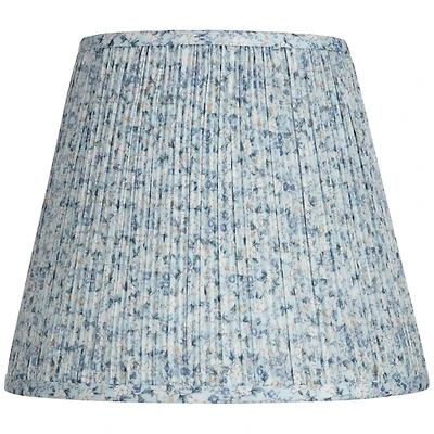 Springcrest Collection Hardback Pleated Empire Lamp Shade Blue White Floral Medium 8" Top x 13" Bottom x 11" Slant Spider with Harp and