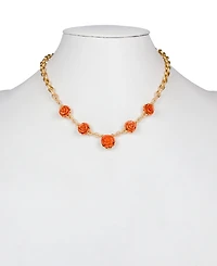 Patricia Nash Gold-Tone Carved Rose Statement Necklace, 17" + 3" extender