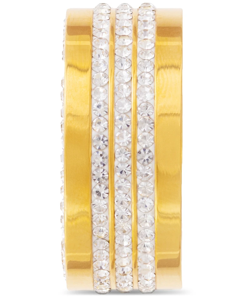 Legacy for Men by Simone I. Smith Men's Crystal Wide Band Gold-Tone Ion-Plated Stainless Steel
