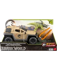 Jurassic World Truck and Dinosaur Action Figure Toy with Flipping Feature