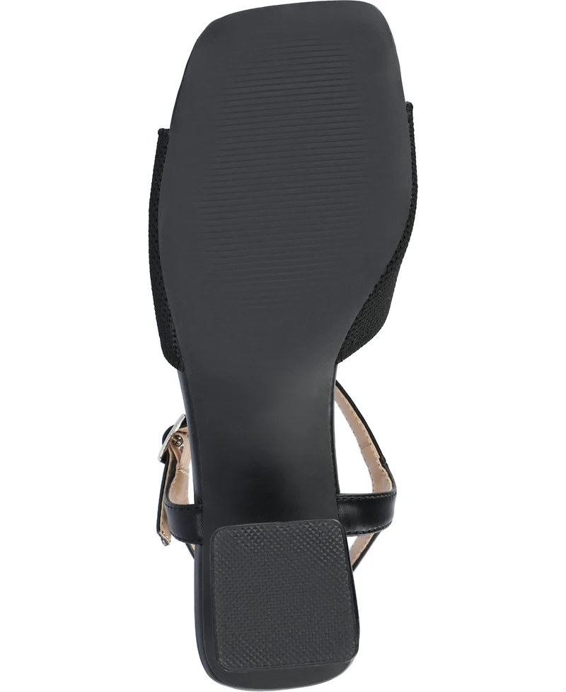 Journee Collection Women's Evylinn Knit Block Heel Dress Sandals